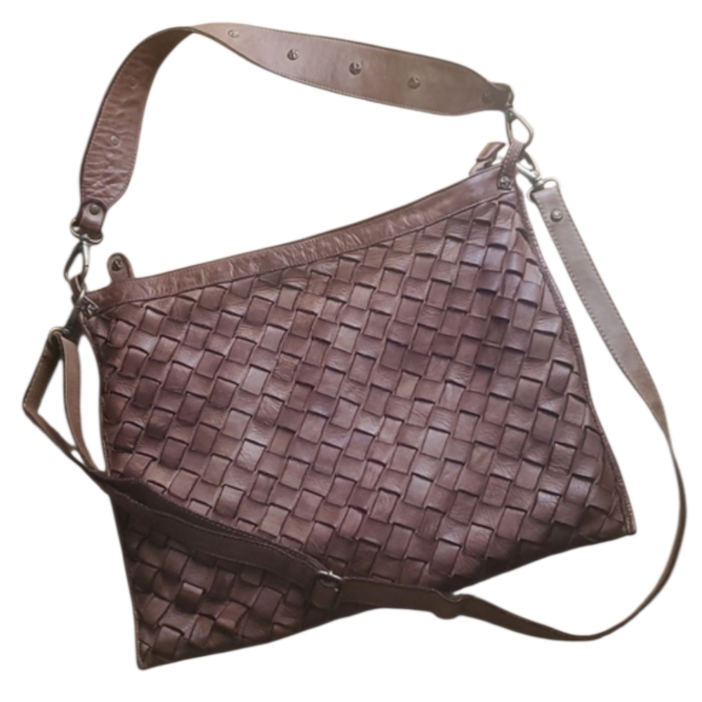 Civico 93 Italy for Free People Weaved Leather Messenger Shoulder Crossbody Bag